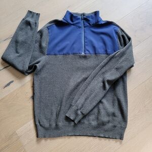 Vineyard Vines Pullover Men's sz M 1/4 Zip Merino Wool Blend Blue/Grey Pullover